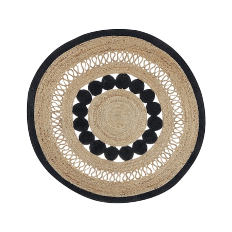 Dywan okrągły z juty ⌀ 120 cm beżowo-czarny YOZGAT