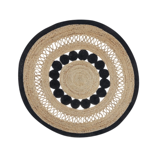 Dywan okrągły z juty ⌀ 120 cm beżowo-czarny YOZGAT