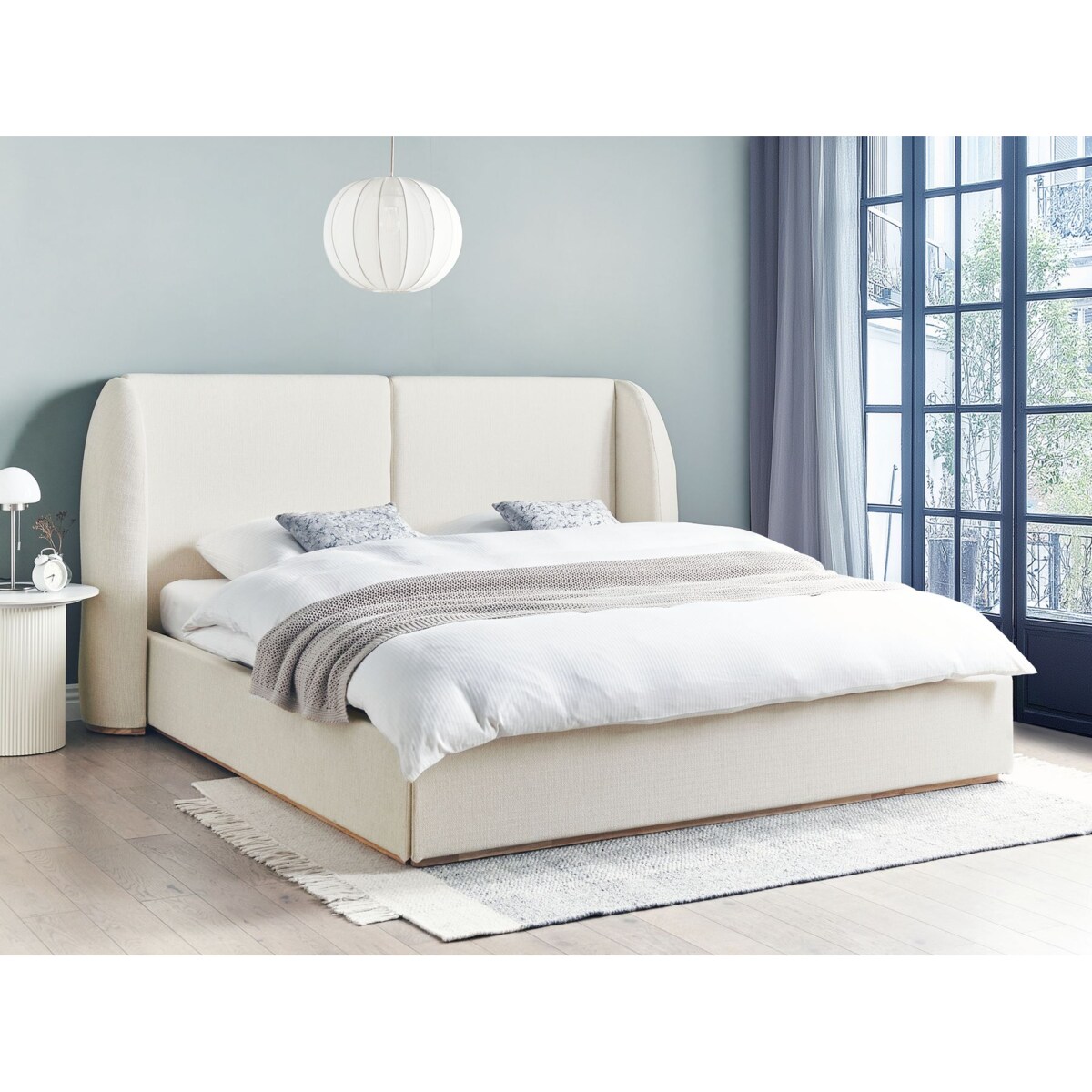 Łóżko z pojemnikiem MONESTIER 180 x 200 cm Złamana biel