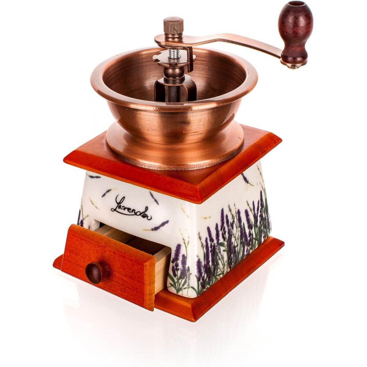 MŁYNEK RĘCZNY do mielenia kawy przypraw Lawenda na prezent bliskich babci