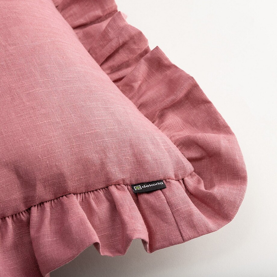 Poszewka Paula z falbaną 45x45 zgaszony róż