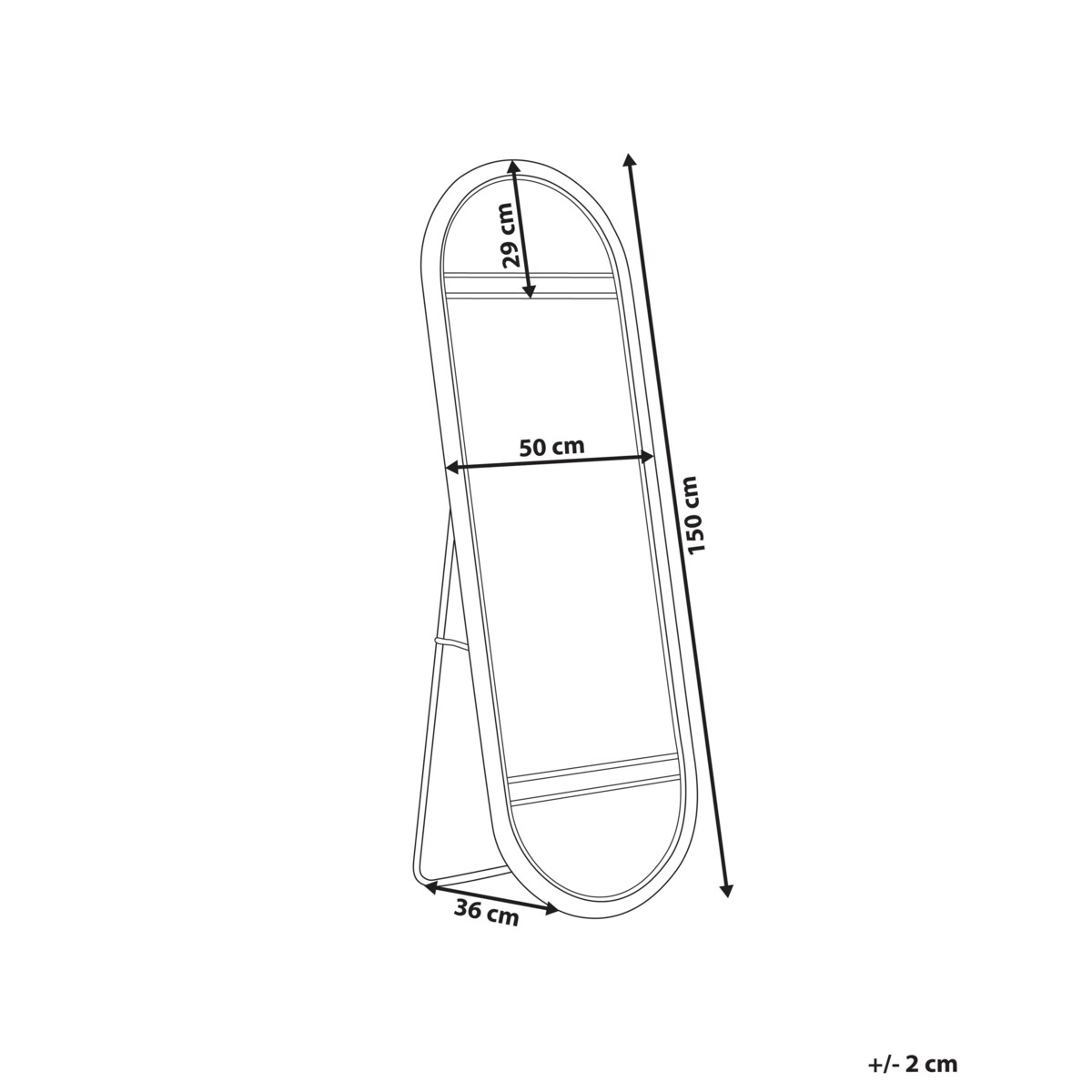 Lustro stojące 150 cm naturalne BARGES