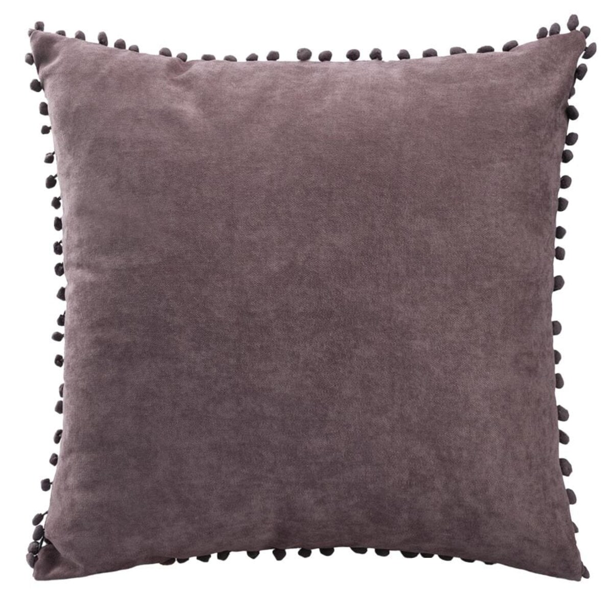 Poszewka dekoracyjna 45x45 szara, z pomponami