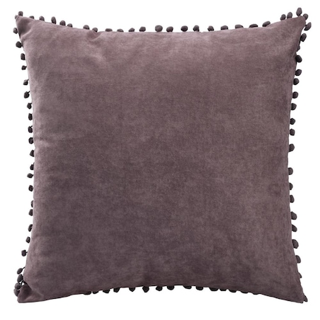 Poszewka dekoracyjna 45x45 szara, z pomponami