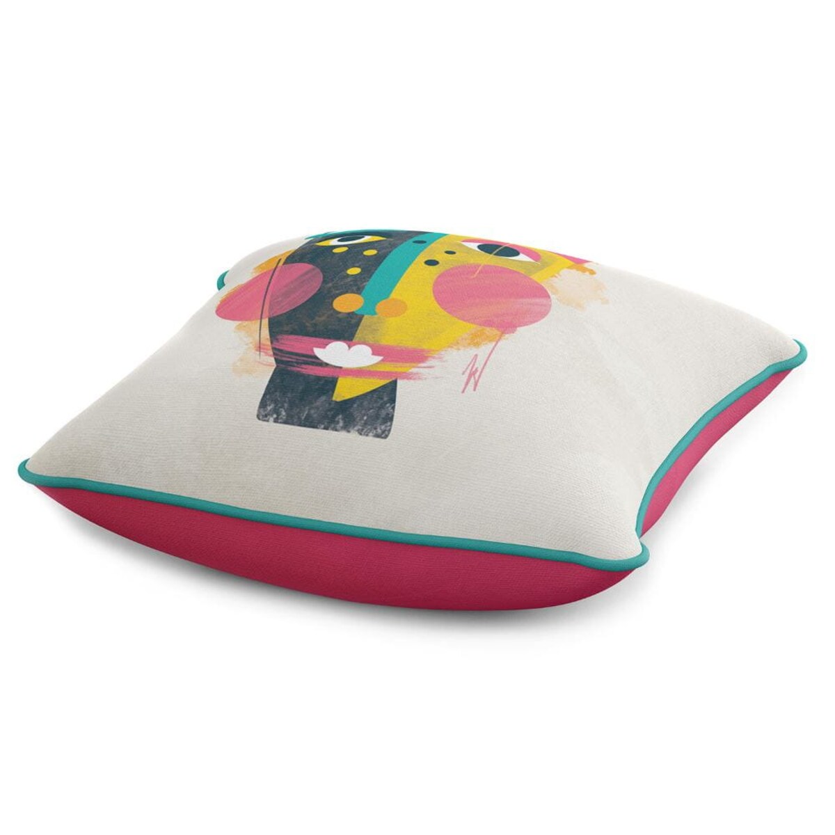 Poszewka dekoracyjna 43x43 kolorowa, abstrakcyjna twarz