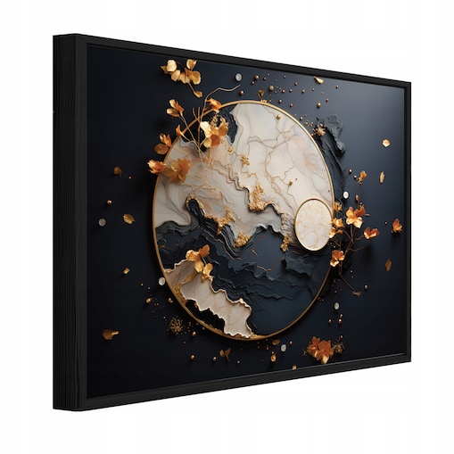 Obraz W Ramie Do Sypialni Salonu Na Płótnie Abstrakcja Nowoczesny Czarny 60x40