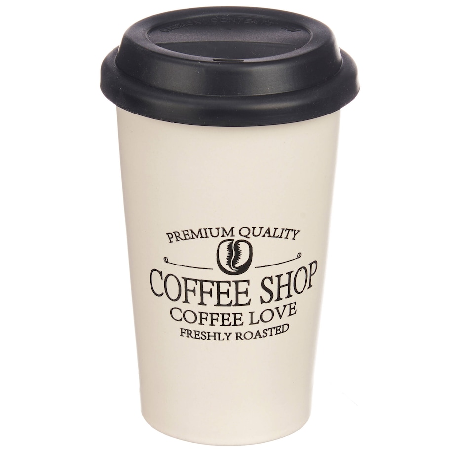 Kubek na kawę na wynos do samochodu COFFEE SHOP, silikonowe wieczko, 440 ml
