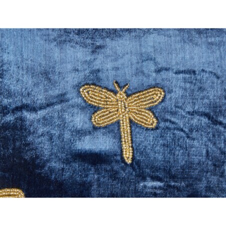 2 poduszki dekoracyjne welurowe motyw ważki 45 x 45 cm granatowe BLUESTEM