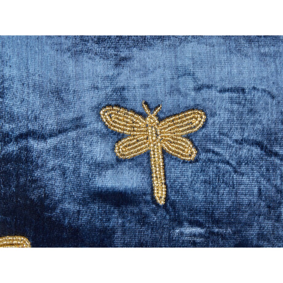 2 poduszki dekoracyjne welurowe motyw ważki 45 x 45 cm granatowe BLUESTEM