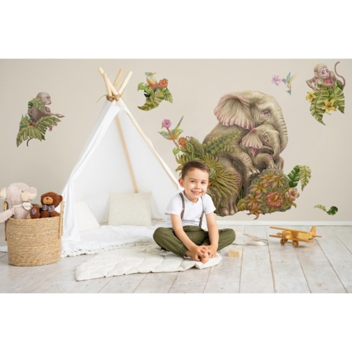 Zestaw naklejek na ścianę, Tropikalne liście, 60cm