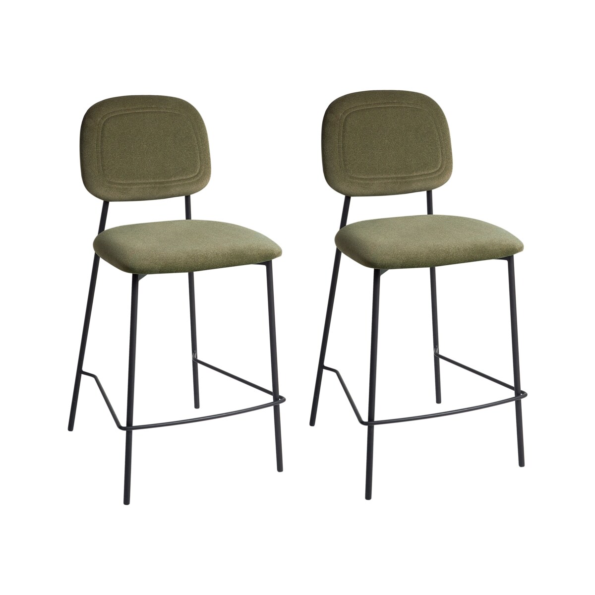 Krzesło barowe Zestaw 2 Welur Oliwkowy DUETTE