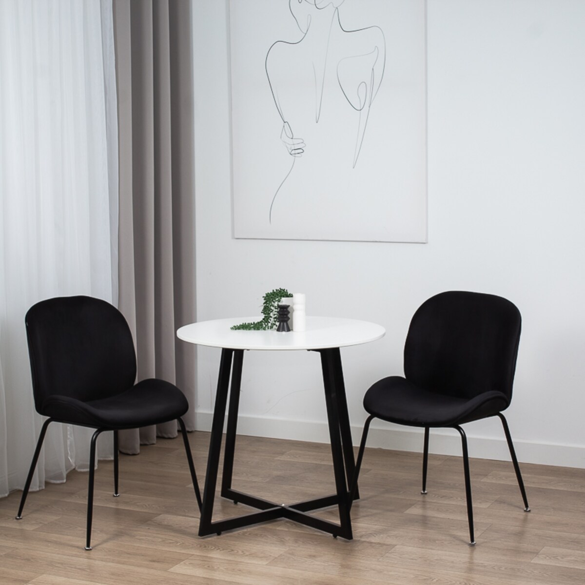 Krzesło tapicerowane welurowe do salonu jadalni czarne