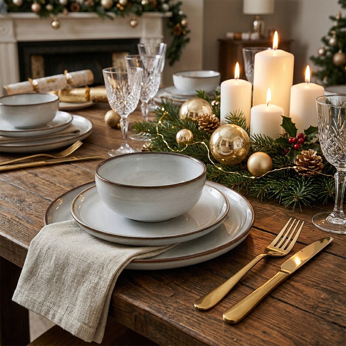 SERWIS OBIADOWY DLA 6 OSÓB ZESTAW TALERZY MISEK 18 el SZARY NOWOCZESNY