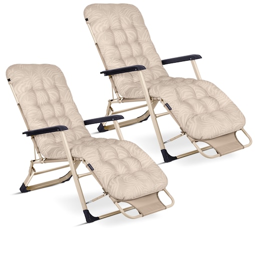 Leżak ogrodowy grawitacyjny z poduszką Sofotel składany fotel na taras balkon 2 szt.