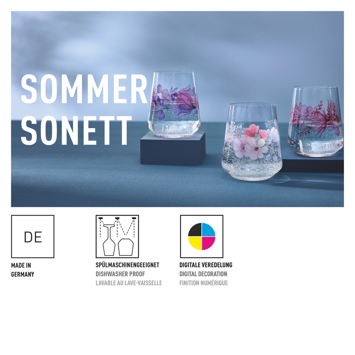 Ritzenhoff Szklanka kryształowa Sommersonett kwiaty 510 ml ilustrator T. Kuhlmann
