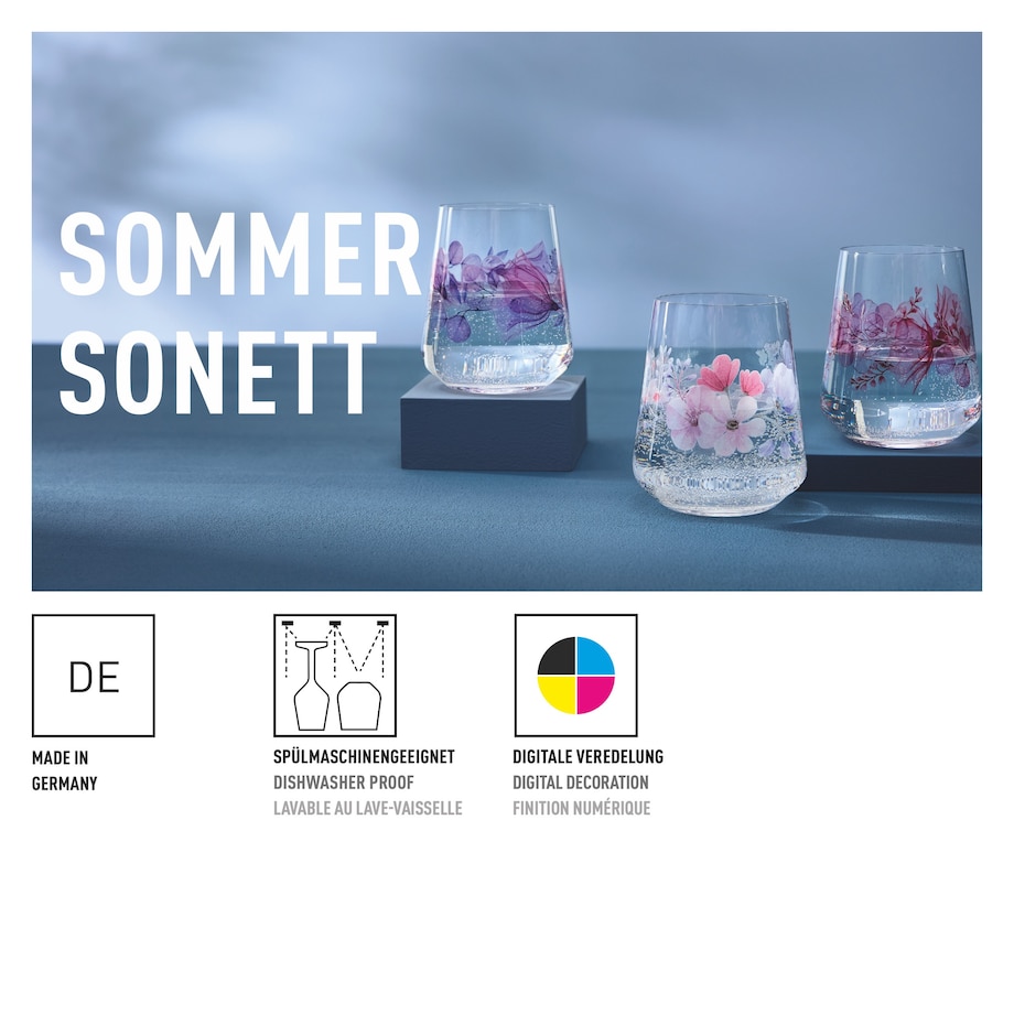 Ritzenhoff Szklanka kryształowa Sommersonett kwiaty 510 ml ilustrator T. Kuhlmann