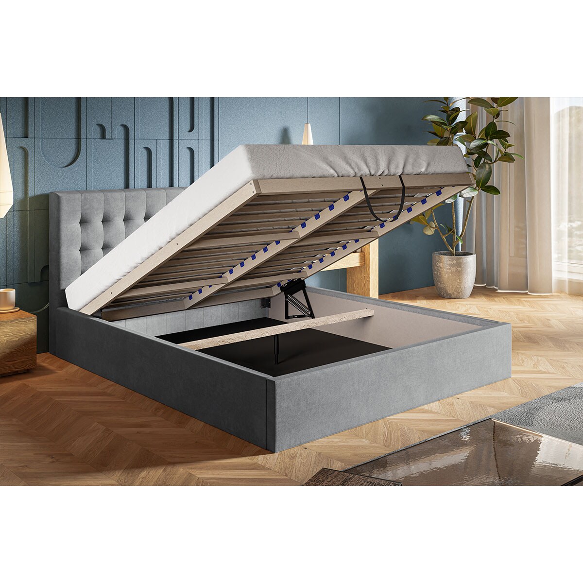 Łóżko tapicerowane SIM 2, 180x200 - Granatowe