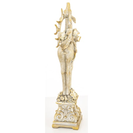 Figurka - złoty jeleń 41x18x9 cm stojący na postumencie