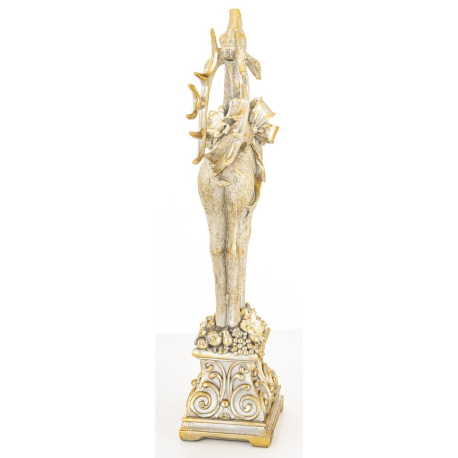 Figurka - złoty jeleń 41x18x9 cm stojący na postumencie