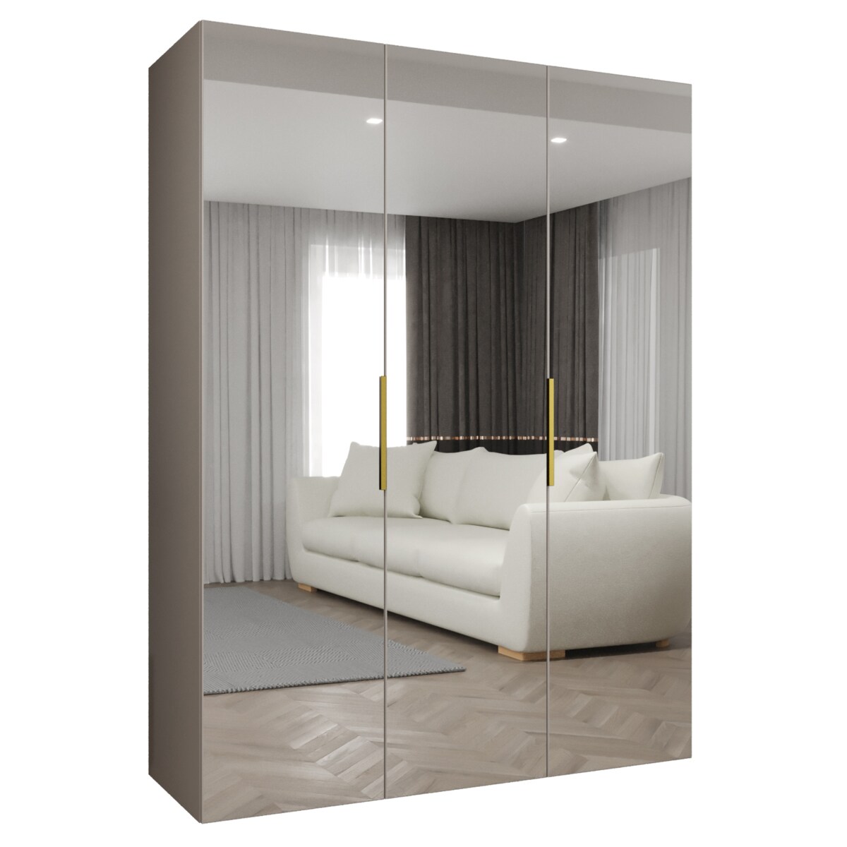 Szafa uchylna otwierana MARBELLA 3 150 wys. 202 cm Kaszmir + u. Złoty