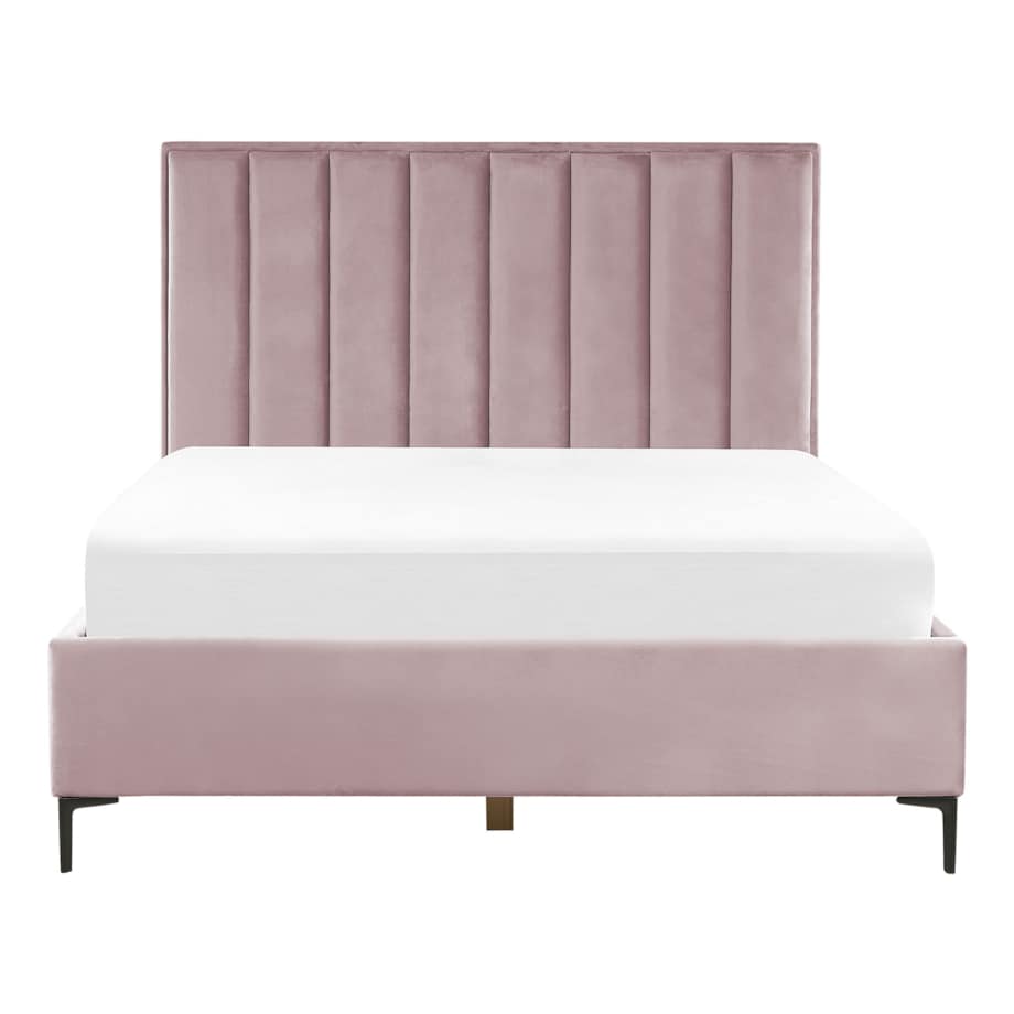 Łóżko z pojemnikiem welurowe 160 x 200 cm różowe SEZANNE