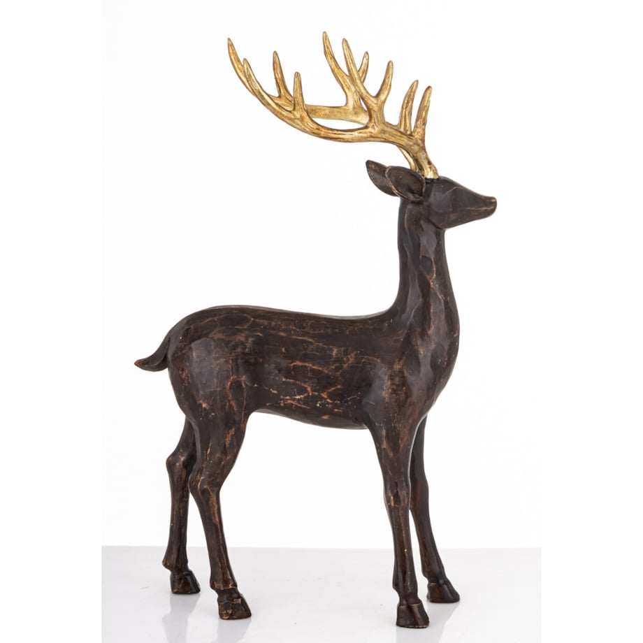 Figurka - stojący jeleń ciemnobrązowy 36x22x10 cm BALLER