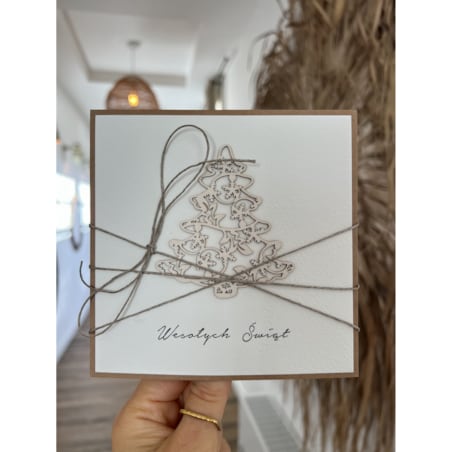 Stylowa ręcznie robiona kartka świąteczna na Boże Narodzenie choinka 2