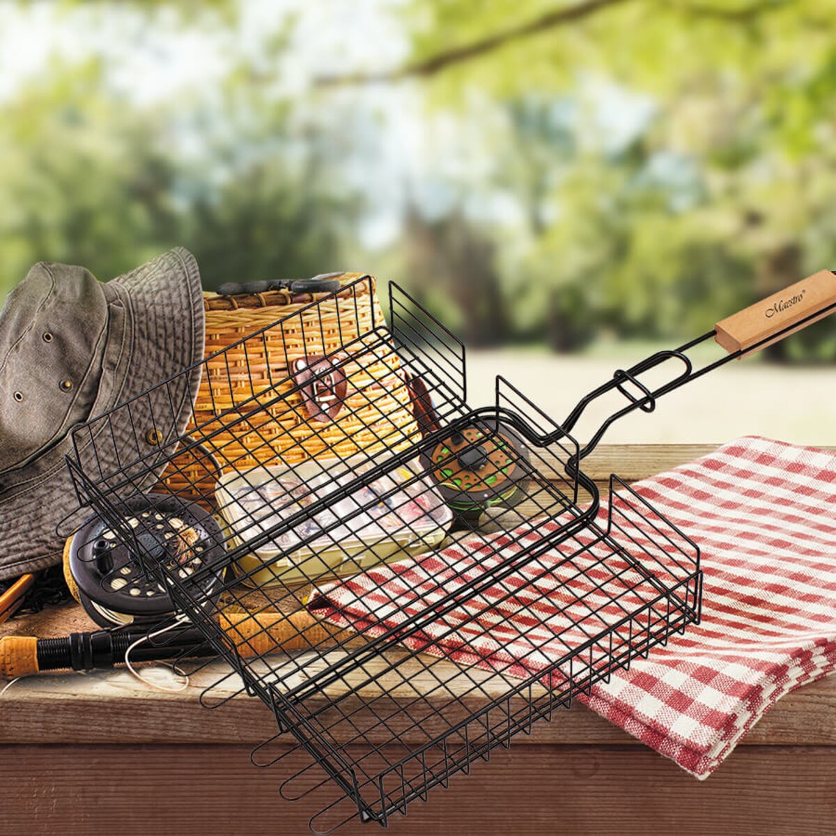 RUSZT DO GRILLA GRILLOWANIA RYB MIĘSA WARZYW STALOWA KRATKA BBQ 40x30 CM