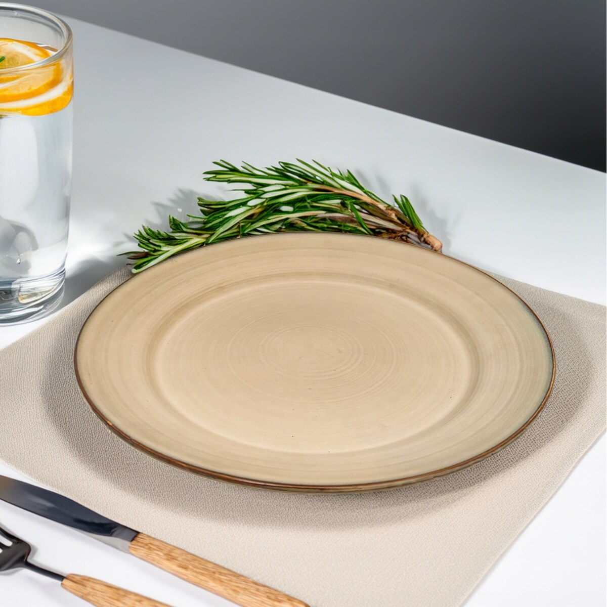 TALERZ OBIADOWY 27cm BEŻOWY ceramiczny płaski płytki na sztuki duży okrągły