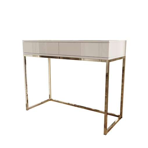 Konsola BLANCO GLAMOUR KASZMIR na złotym chromowanym stelażu, push-to-open