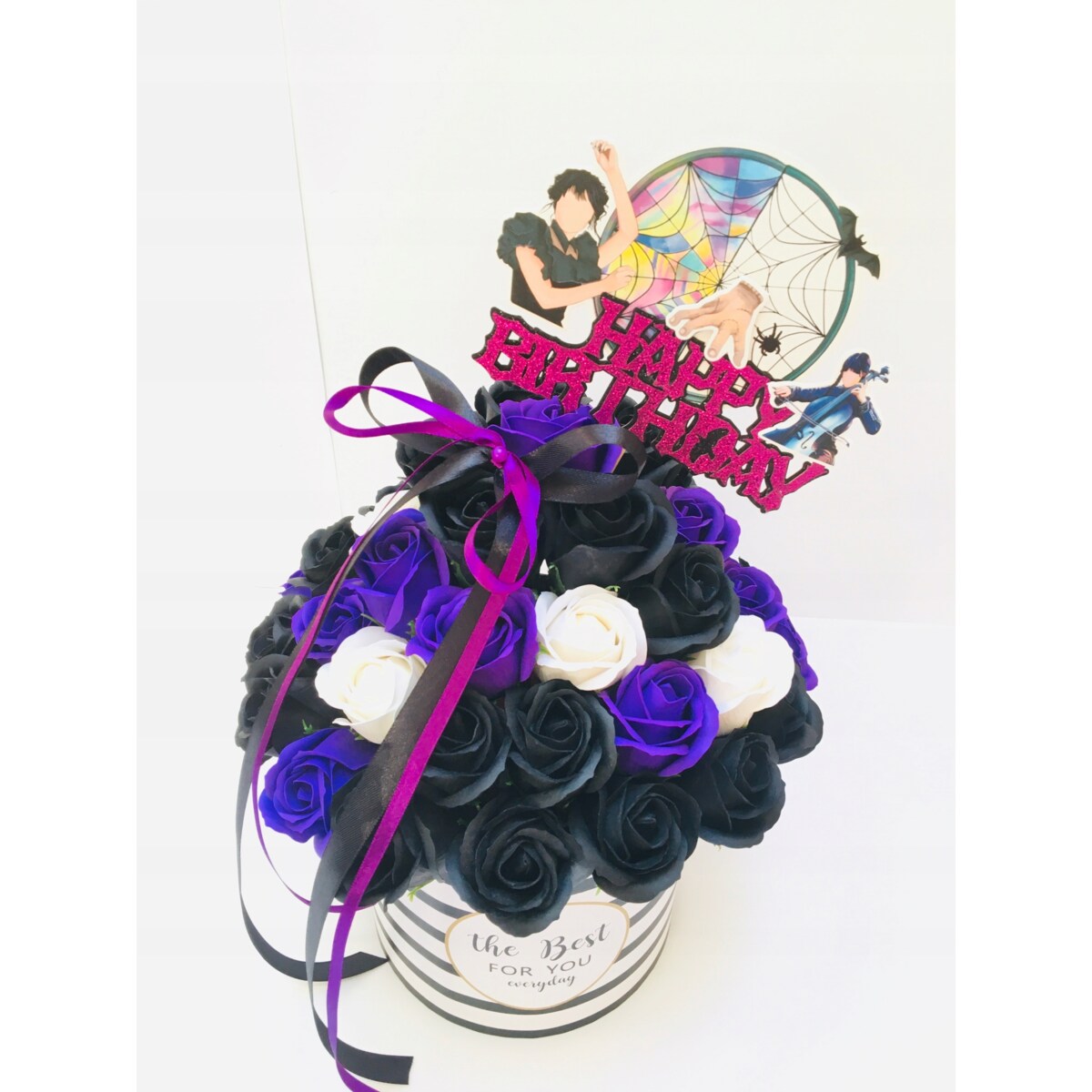 FLOWER BOX DUŻY kwiaty mydlane URODZINY z WEDNESDAY ADAMS prezent happy