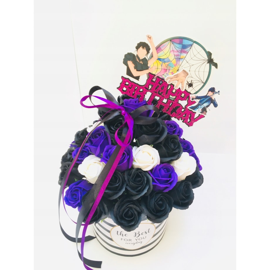 FLOWER BOX DUŻY kwiaty mydlane URODZINY z WEDNESDAY ADAMS prezent happy