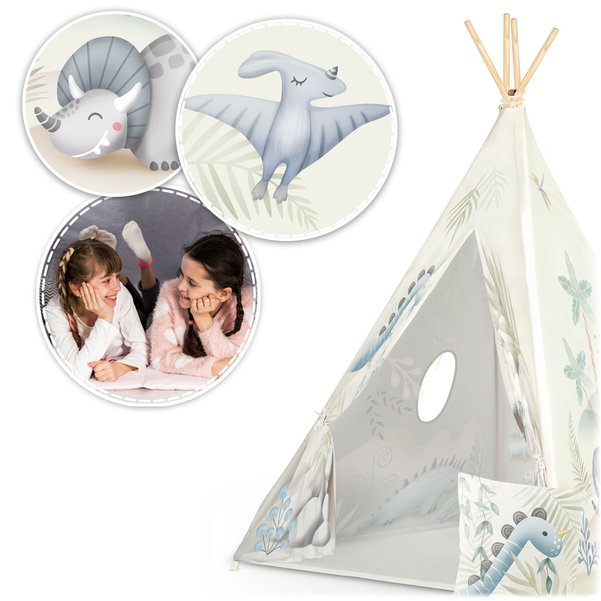 Tipi namiot dla dzieci teepee wigwam stabilizator dinozaur Nukido