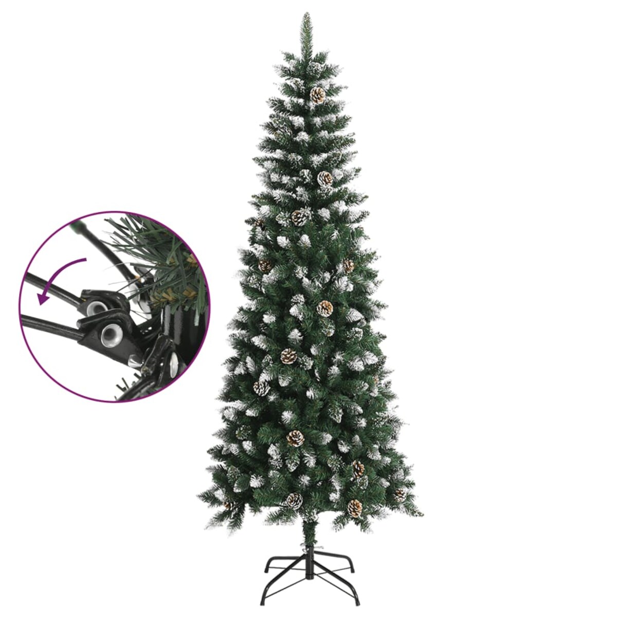 vidaXL Sztuczna choinka ze stojakiem, zielona, 240 cm, PVC