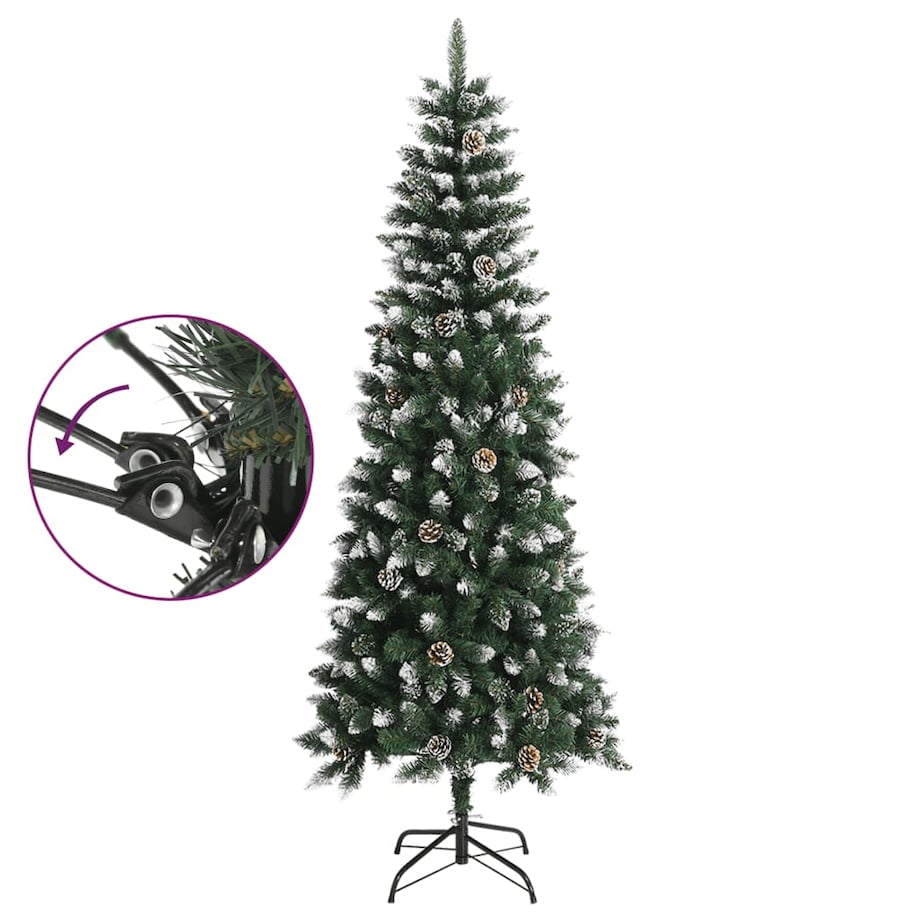 vidaXL Sztuczna choinka ze stojakiem, zielona, 240 cm, PVC