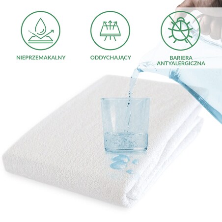 Ochraniacz na materac wodoodporny, rozmiar 120x200 Damson kolor biały
