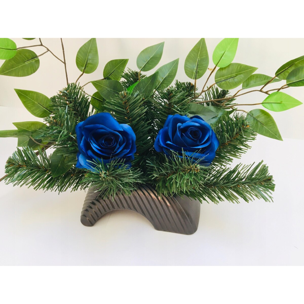 NIEBIESKA RÓŻA SZTUCZNA do kompozycji stroika święta zmarłych bukiet grób
