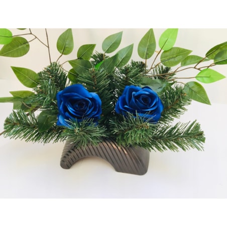 NIEBIESKA RÓŻA SZTUCZNA do kompozycji stroika święta zmarłych bukiet grób