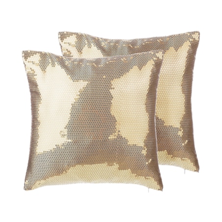 2 poduszki dekoracyjne w cekiny 45 x 45 cm złote ASTER