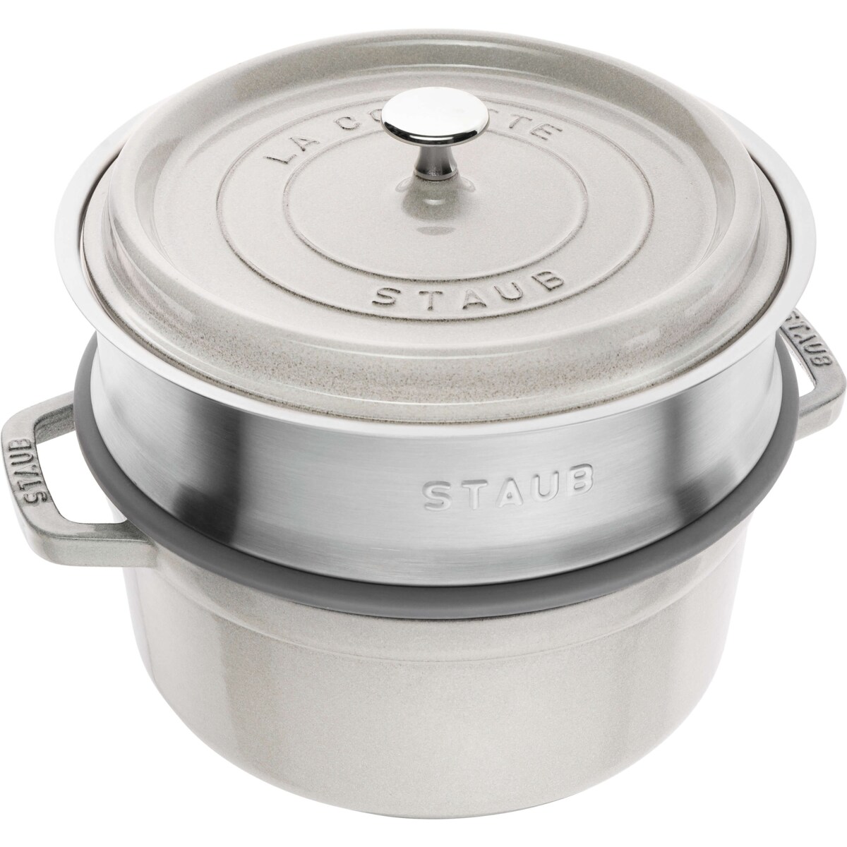 Garnek żeliwny okrągły z wkładem Staub - 3.8 ltr, Biała trufla