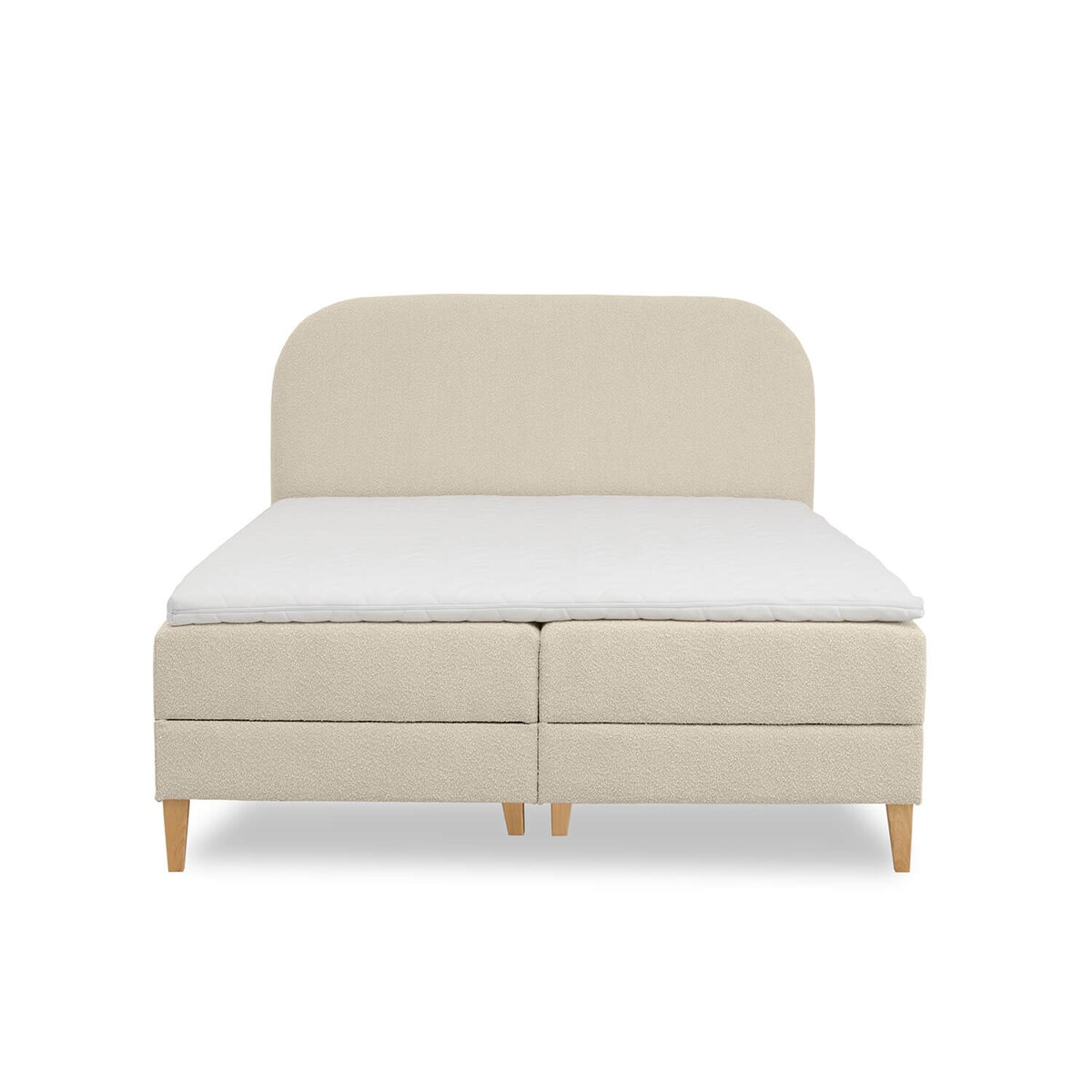Łóżko kontynentalne CATRINE 140x200 z pojemnikiem, Beż, tkanina Baloo 2075