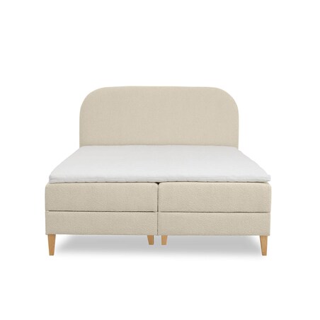 Łóżko kontynentalne CATRINE 140x200 z pojemnikiem, Beż, tkanina Baloo 2075