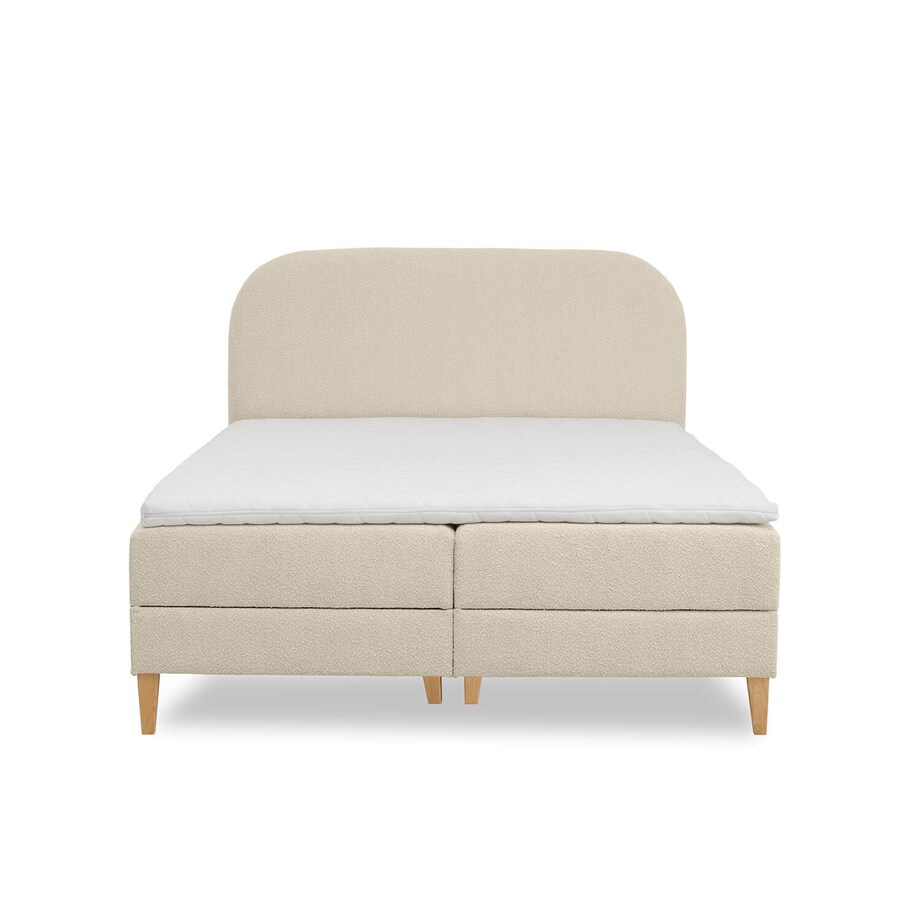 Łóżko kontynentalne CATRINE 140x200 z pojemnikiem, Beż, tkanina Baloo 2075