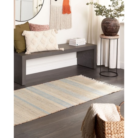 Dywan z juty 80 x 300 cm beżowo-niebieski TALPUR