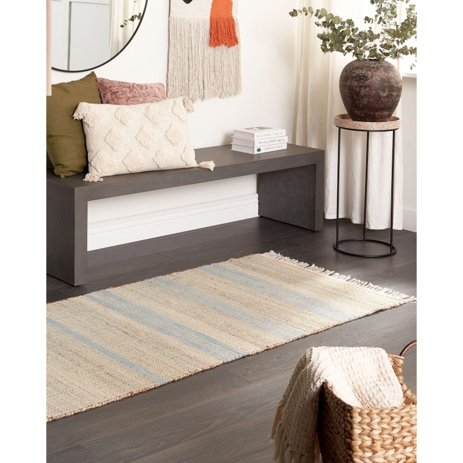 Dywan z juty 80 x 300 cm beżowo-niebieski TALPUR