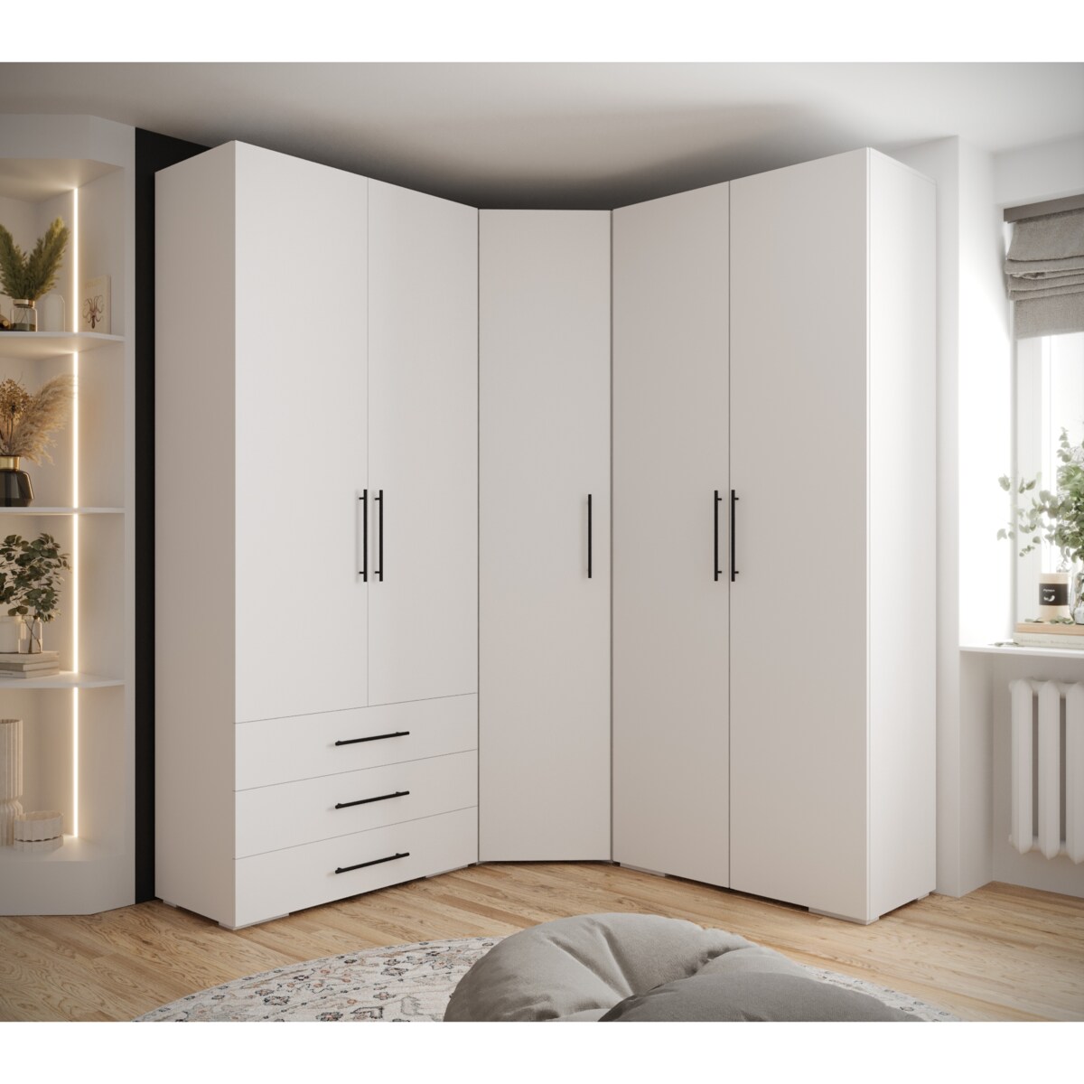 Garderoba wysoka do przedpokoju INOVA 3 Z1 biały+czarny