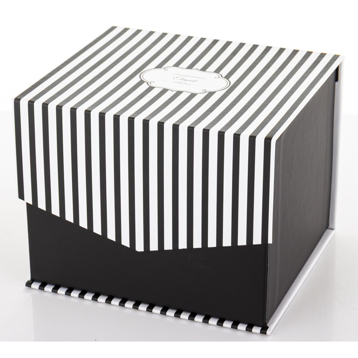 Kubek porcelanowy11,5x13x10 cm w pudełku 450 ml TASSA - w czarno-białe paski