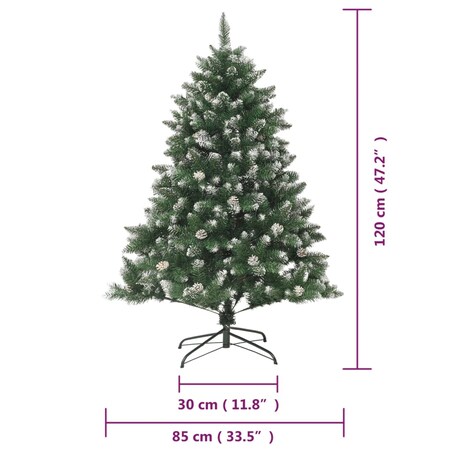 vidaXL Sztuczna choinka ze stojakiem, 120 cm, PVC