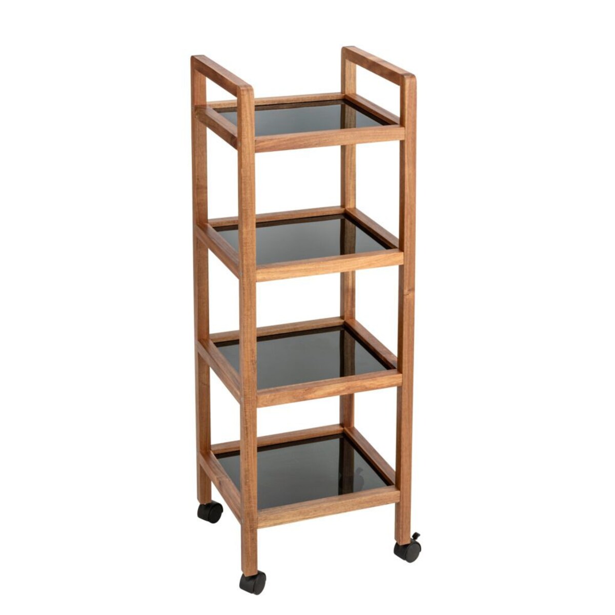 Mobilny regał z drewna akacji FONDI, 4 poziomy, wys. 101,5 cm