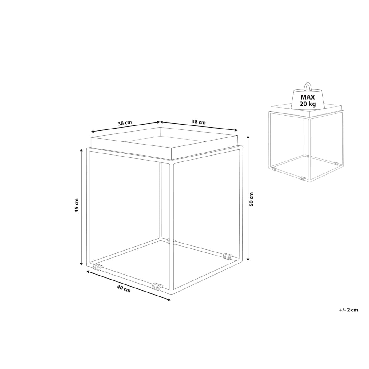 Stolik pomocniczy metalowy biały SAXON